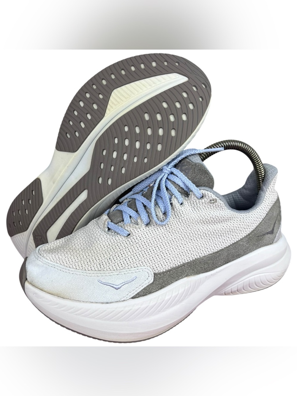 Hoka One One Women's Athletic Shoes in Light Gray and Pale Blue - Picture 7 of 8